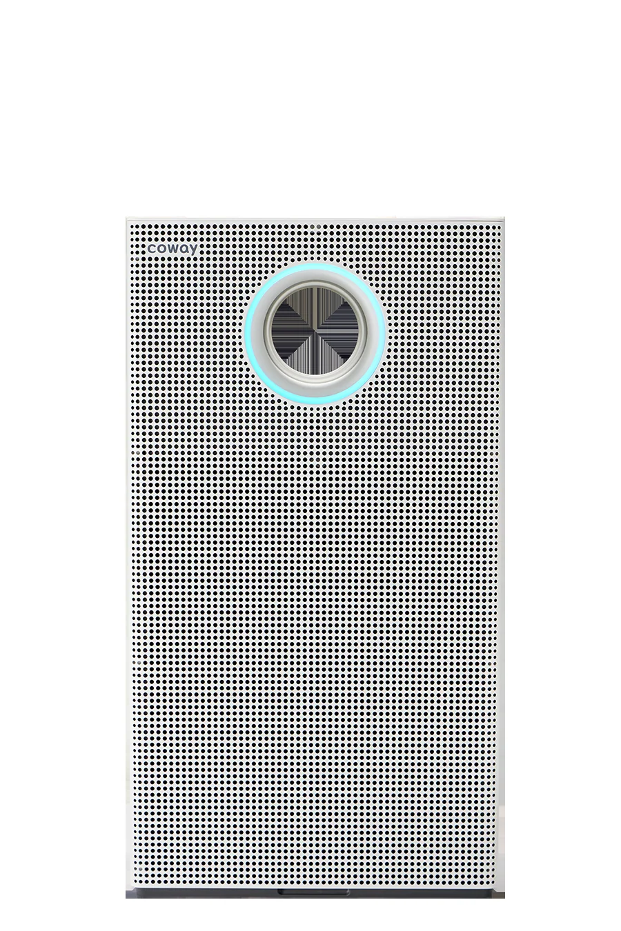 Air purifier Coway Next Storm dengan panel depan berlubang dan lingkaran indikator